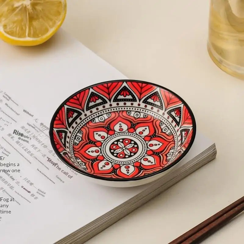 【HGPA】Ceramic Condiment Dishes, Bohemian Style Plates, Sauce Dishes, Suitable For Kitchens, Restaurants, Sushi Shops
