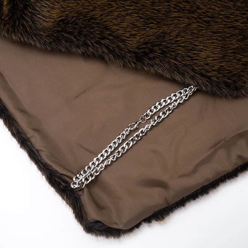 Turtleneck Furry Tank Tops Women Trend Sexy Side Split Chic Fall Trend Midnight Basic Street Furs Hipster Clubwear Vest Crop Top