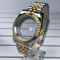 39mm NH35 Case Fluted Bezel DJ2T Yellow Gold Sapphire Glass Skx Mod Modification Parts Fit NH35 NH36 Movement Steel Watch Case