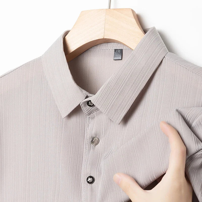 2025 New Men's Casual and Fashionable Solid Color Short Sleeved Polo Shirt Comfortable and Versatile Summer T-shirt
