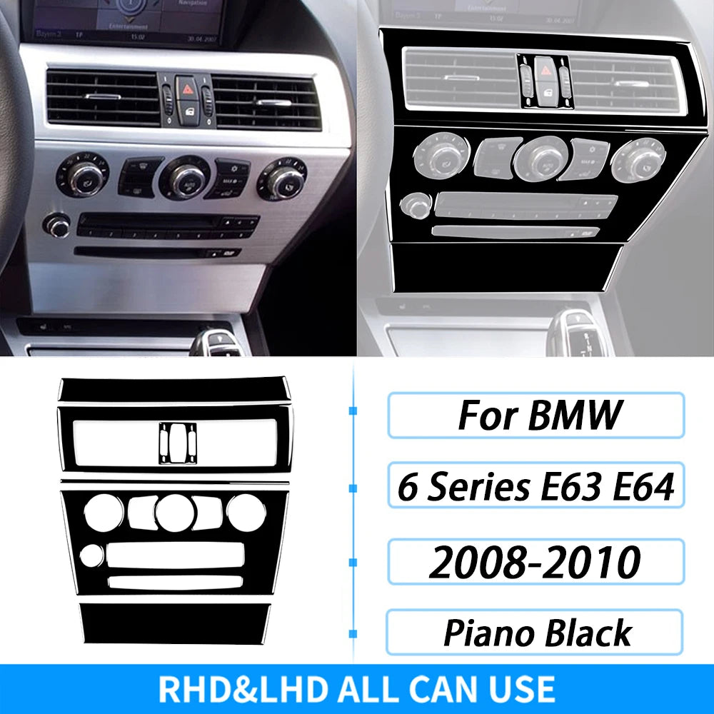 For BMW M6 6 Series E63 E64 2004-2010 Piano Black Gear Shift Air Outlet Window Lift Panel Set Car Interior Accessories Sticker