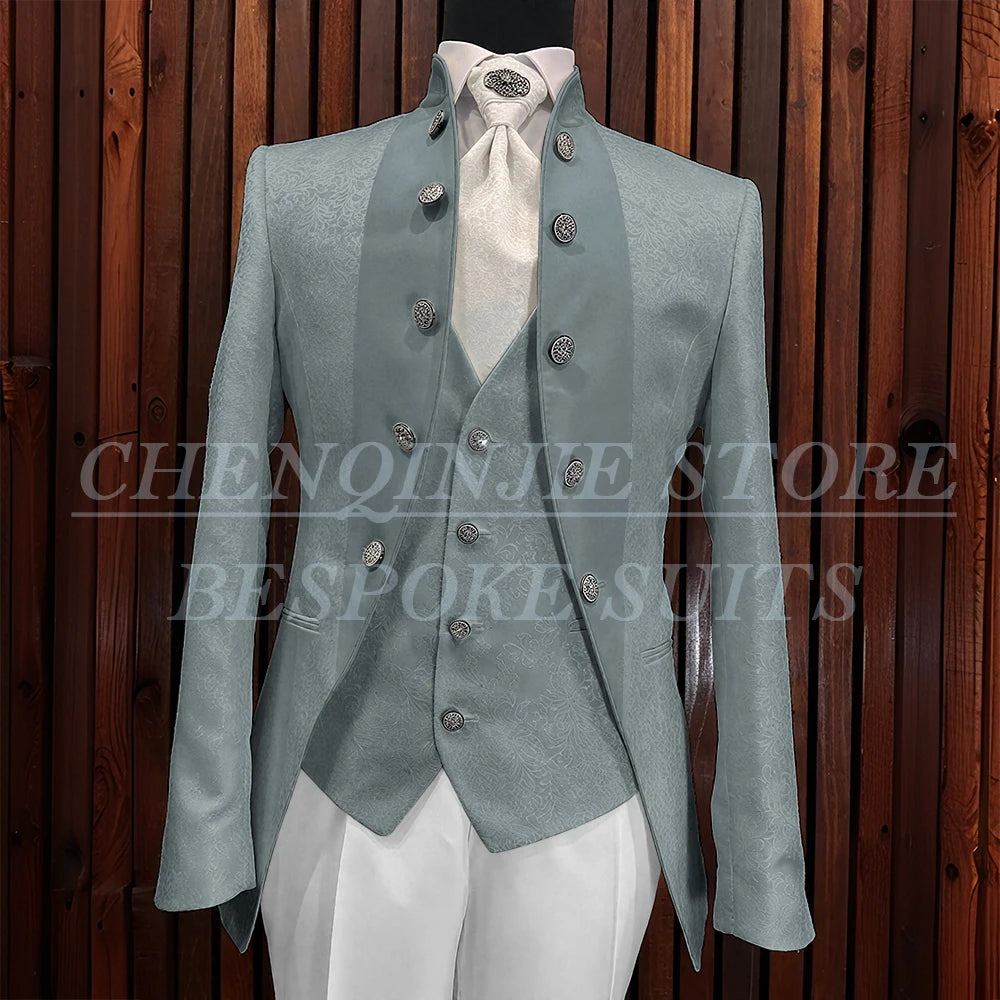 Formal Jacquard Men's Suits Elegant Wedding 3 Piece Jacket Pants Vest Blazer High Quality Full Sets Costume Homme Blazer 2025