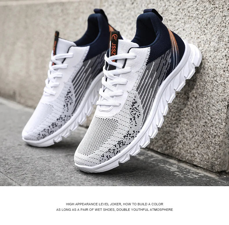 Sneakers new men's shoes trend foreign trade flying woven lace-up running shoes breathable Korean version of tide shoes