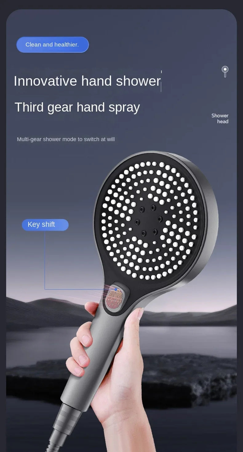 Home showerhead, powerful pressurized showerhead, portable large panel large output showerhead, handheld showerhead