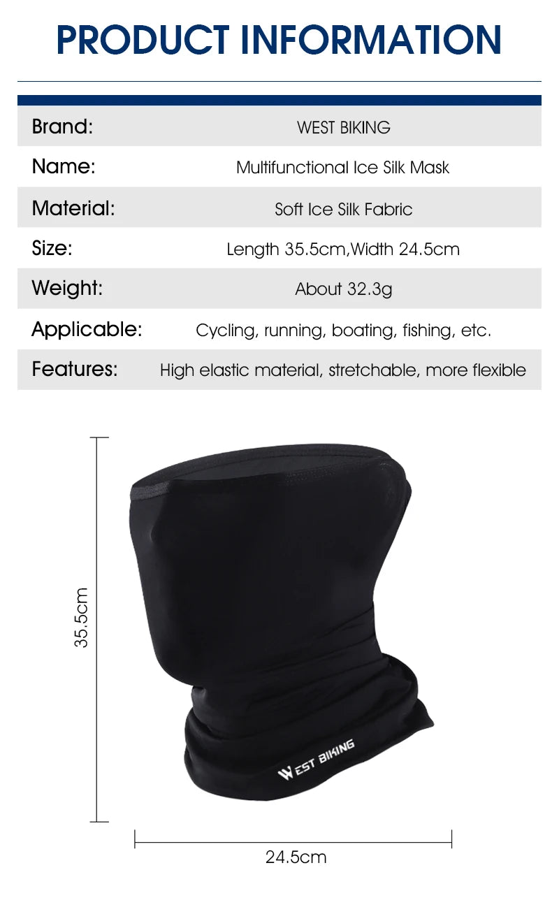 WEST BIKING Summer UV Protection Cycling Scarf Bicycle Face Mask Running Headbands Men Motorcycle Bandana Cooling Sport Gear