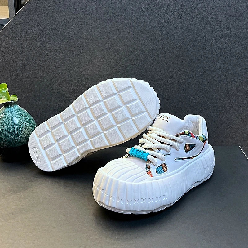 New Arrival Men Fashion Genuine Leather Casual Shoes Spring Autumn Luxury Designer Youth Trending Thick Bottom Chunky Sneakers