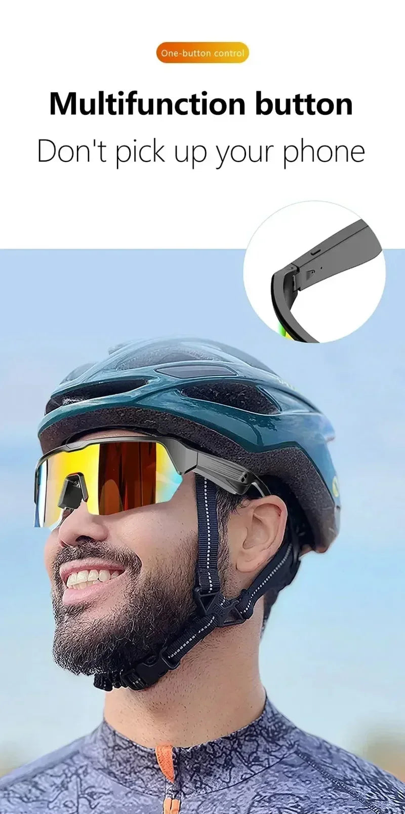 Smart Glasses Wireless Bluetooth 5.3 Sunglasses Built-in Microphone Speaker Touch&Voice Assistant Compatible Glass for Men Women