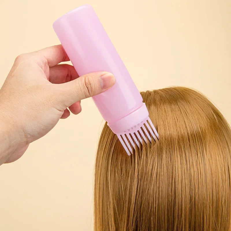 Hair Dye Refillable Bottle Comb Professional Salon Hair Oil Applicator Bottles Plastic Dispensing Hairdressing Styling Tools