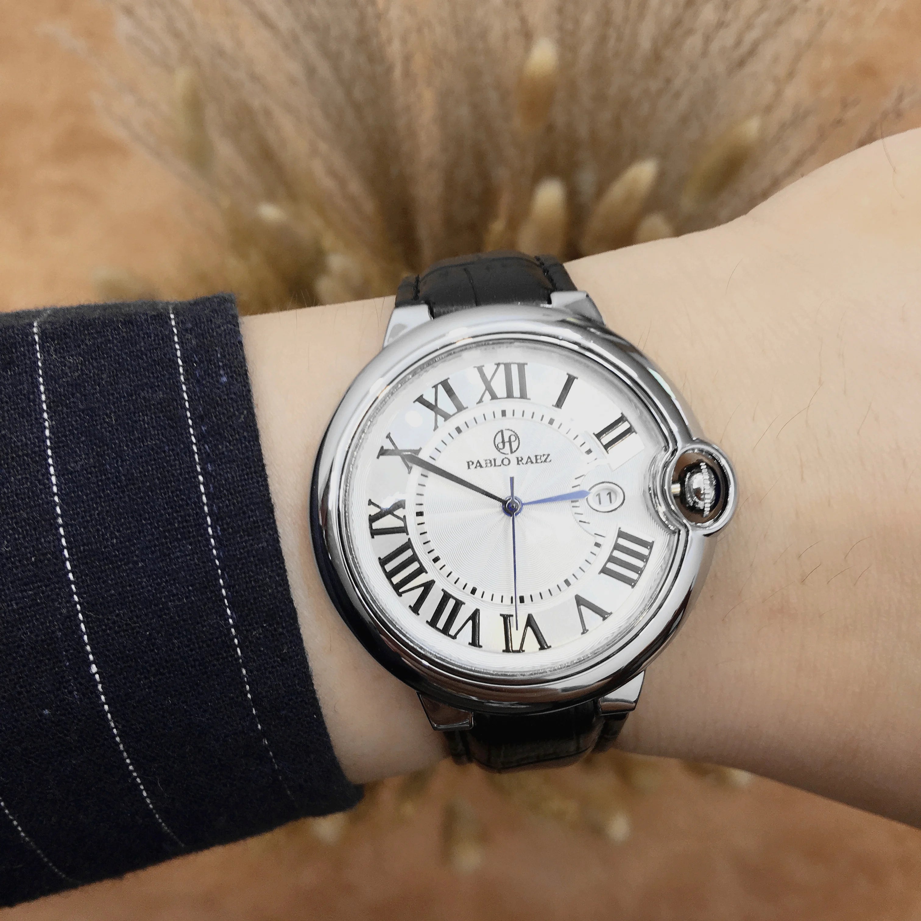 Pablo Raez Couple Watch for Men Women Reloj Mujer Man Quartz Wristwatch Male Simple Leather Strap Ladies Roman Numerals Clock