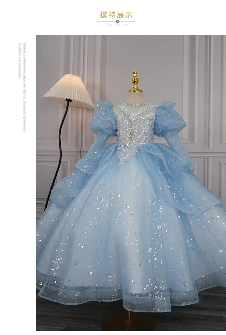 Children's Formal Dress Princess Dress High-end Birthday Girl Evening Dress Flower Girl Wedding Little Girl Piano Performance Dr