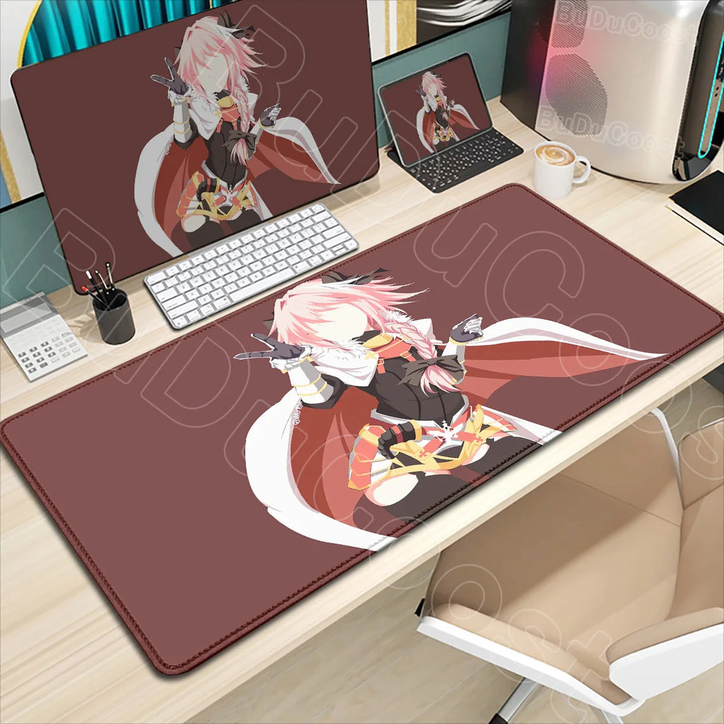 Astolfo Mousepad HD Print Anime Girl Computer Gamer Locking Edge Non-slip Rubber Mouse Pad Keyboard PC Desk Pad Table Decoration