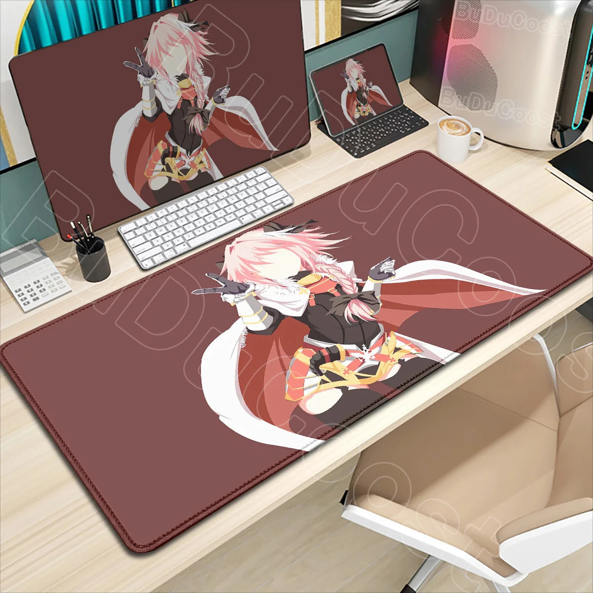 Astolfo Mousepad HD Print Anime Girl Computer Gamer Locking Edge Non-slip Rubber Mouse Pad Keyboard PC Desk Pad Table Decoration