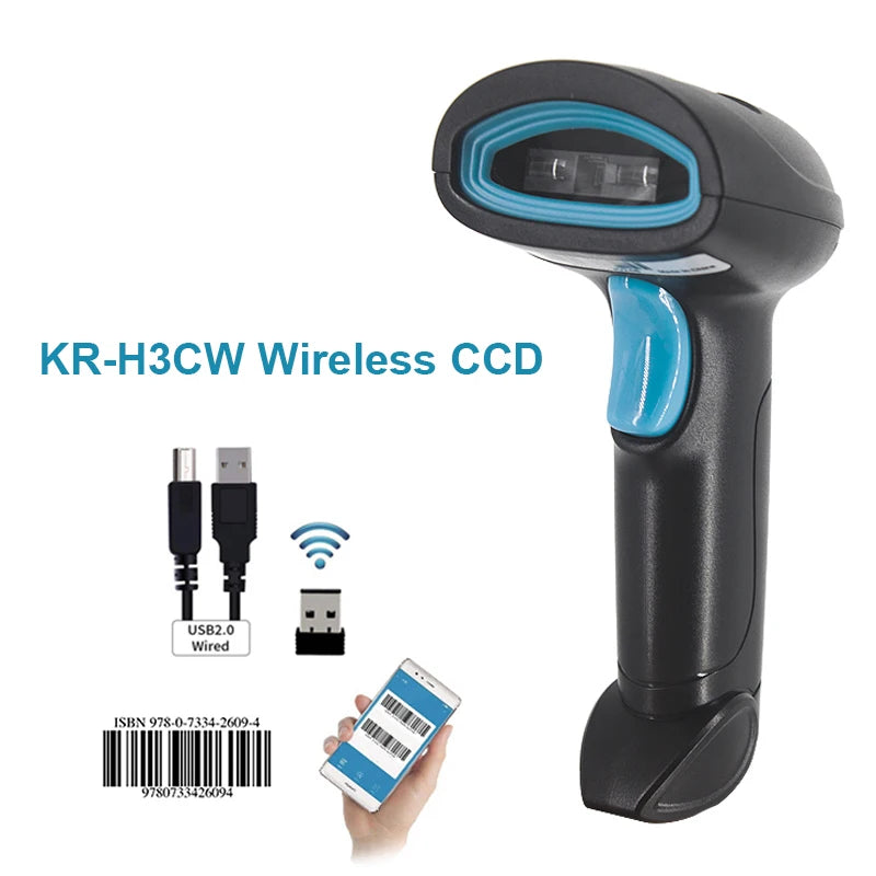 KEFAR Wireless Barcode Scanner Wired Handheld Barcode Reader Bluetooth QR PDF417 DM Codes Reader for Smartphone Screan Reader