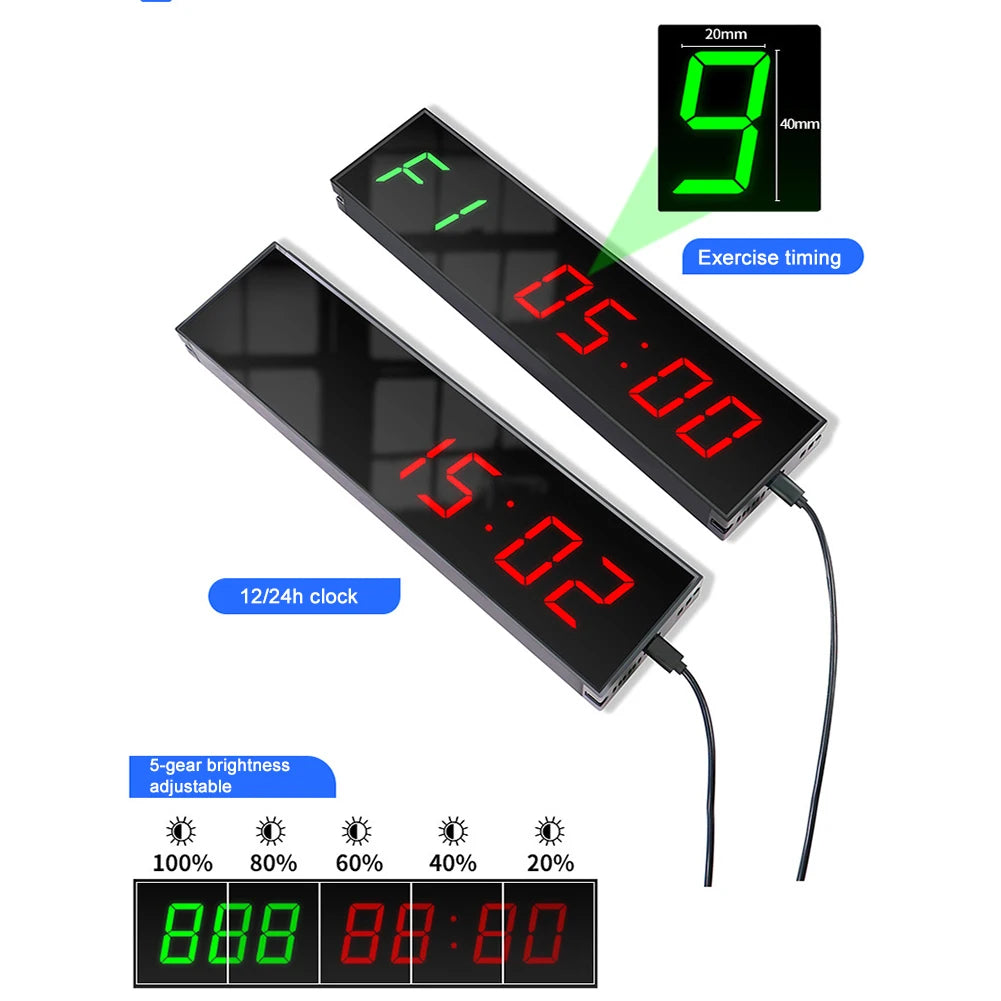 Digital Gym Timer Wall Mounted LED Digital Countdown Clock Sports Training Clock Crossfit Gym Fitness Training Timer with Remote