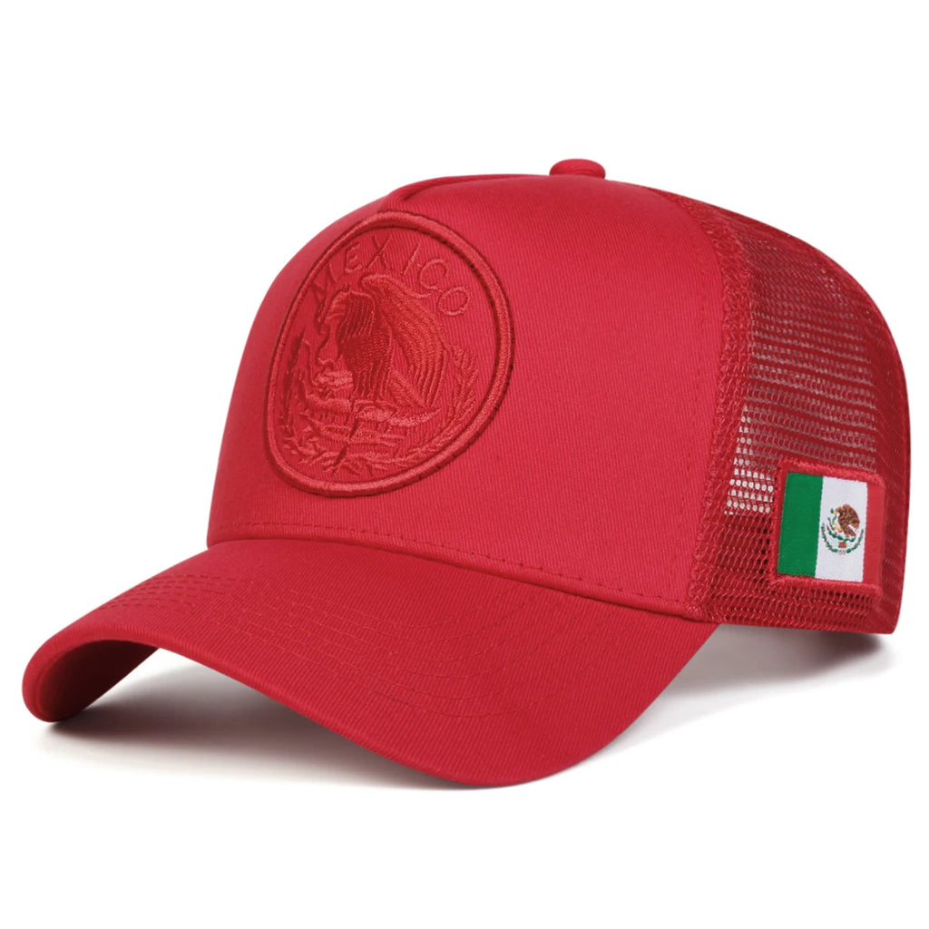 Unisex Mexican Flag Embroidery Baseball Net Caps Spring Summer Outdoor Adjustable Casual Hats Dad Hat Sunscreen Hat