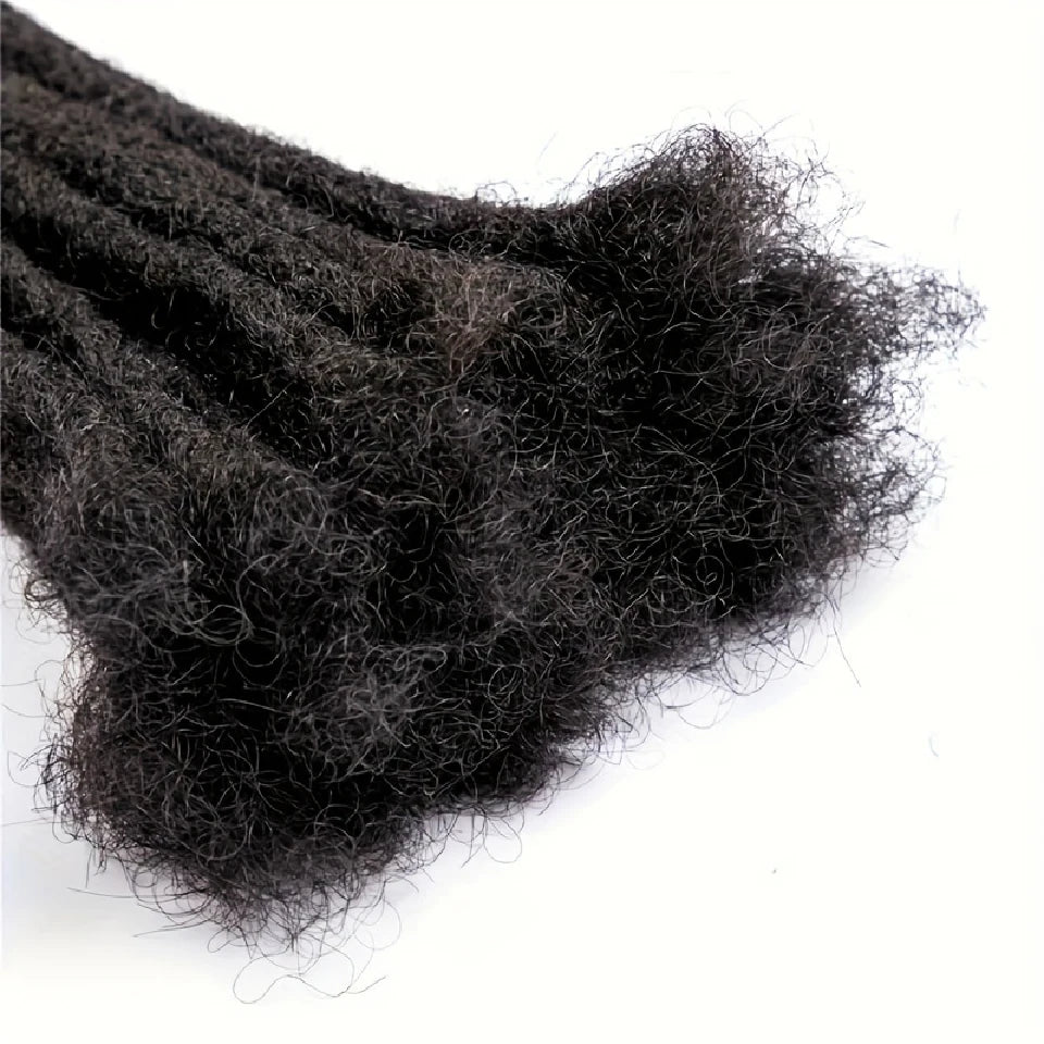 100% Real Human Hair Dreadlock Extensions for Man/Women Full Handmade Human Hair Locs Extension 8-24 Inch 0.8 cm Width 10-40 Pcs