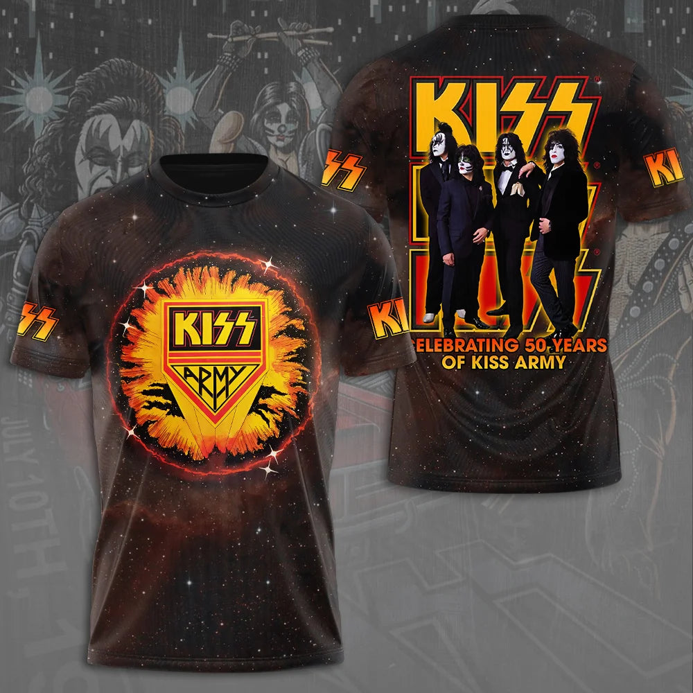 Rock Band Kiss T-shirts 3D Printing T Shirt Summer Men Women Funny Hip hop Short sleeve O-neck Tee Shirt Street Cosplay Clothing