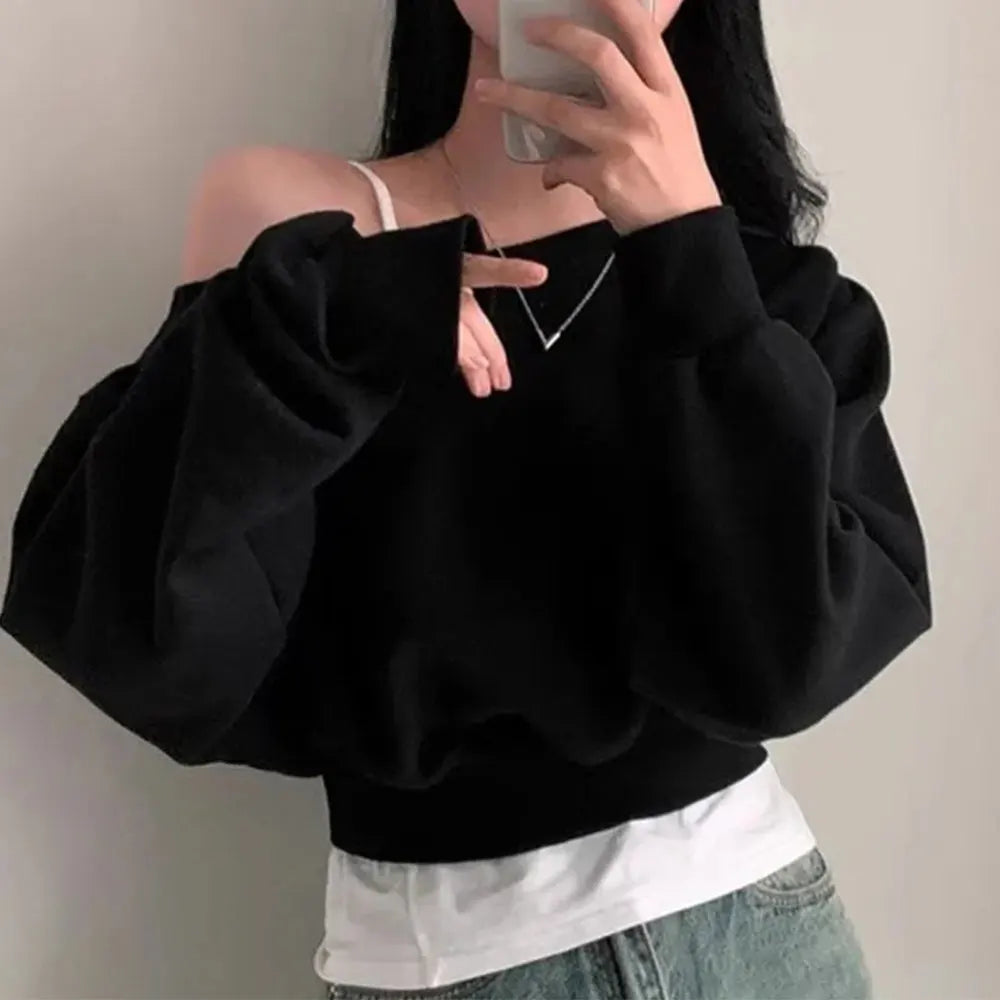Beach Look Vacation Outfit Casual Hoodie Casual Off Shoulder Hoodie Short Hoodie Medium Stretch Polyester Fabric