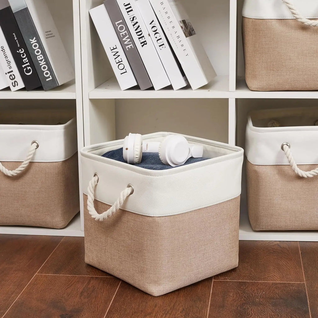 Household Goods Miscellaneous Sorting Basket Splicing Linen Fabric Storage Basket Miscellaneous Toy Storage Box