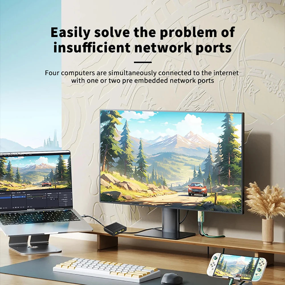 1 To 4 1000Mbps Gigabit Network Splitter Cable Expander Network Switch Ethernet
