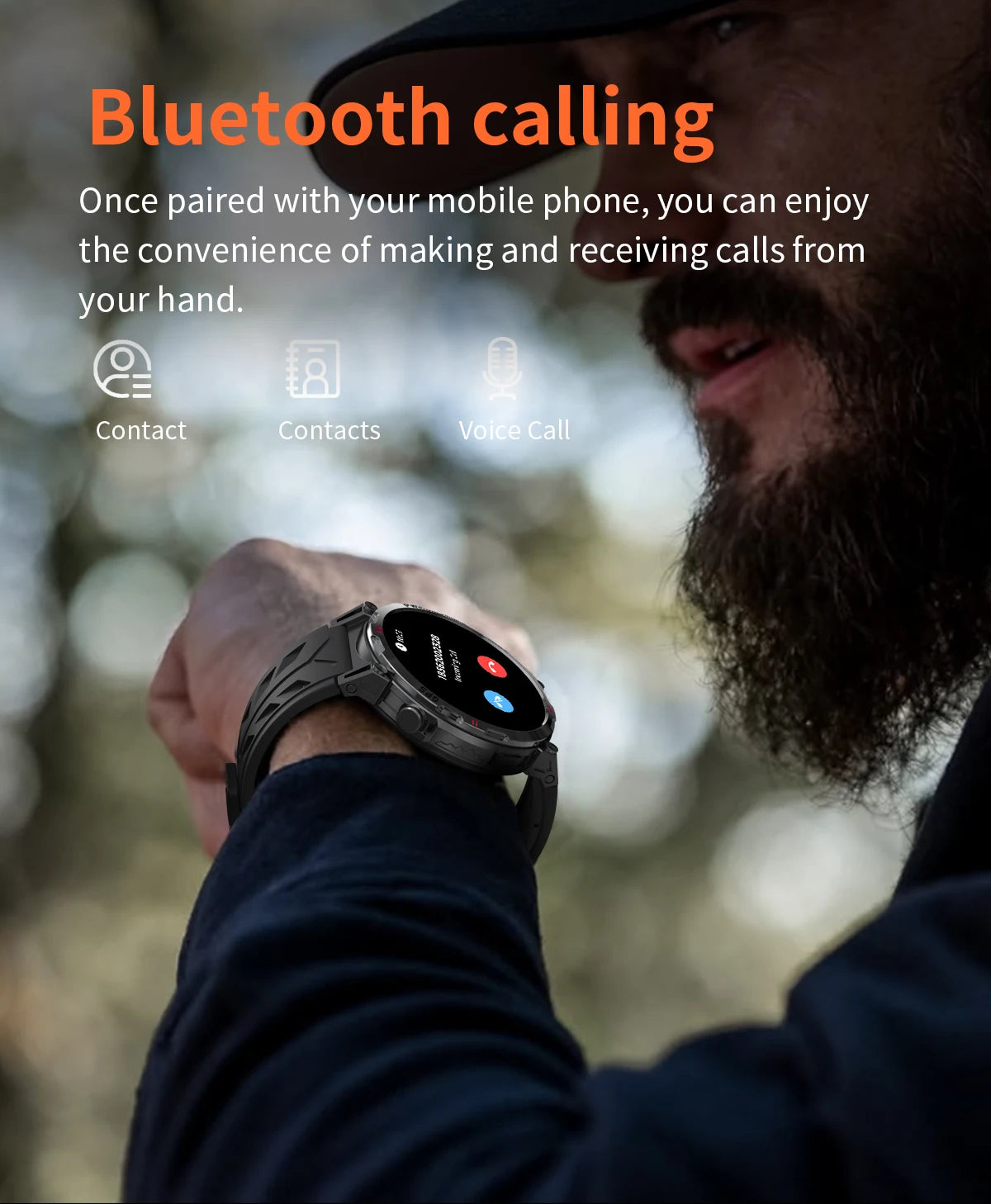 New Outdoor GPS GPT Compass Smart Watch 3ATM Waterproof Fitness Track Heart Rate BT Call Professional Sports 650mAh Smartwatch