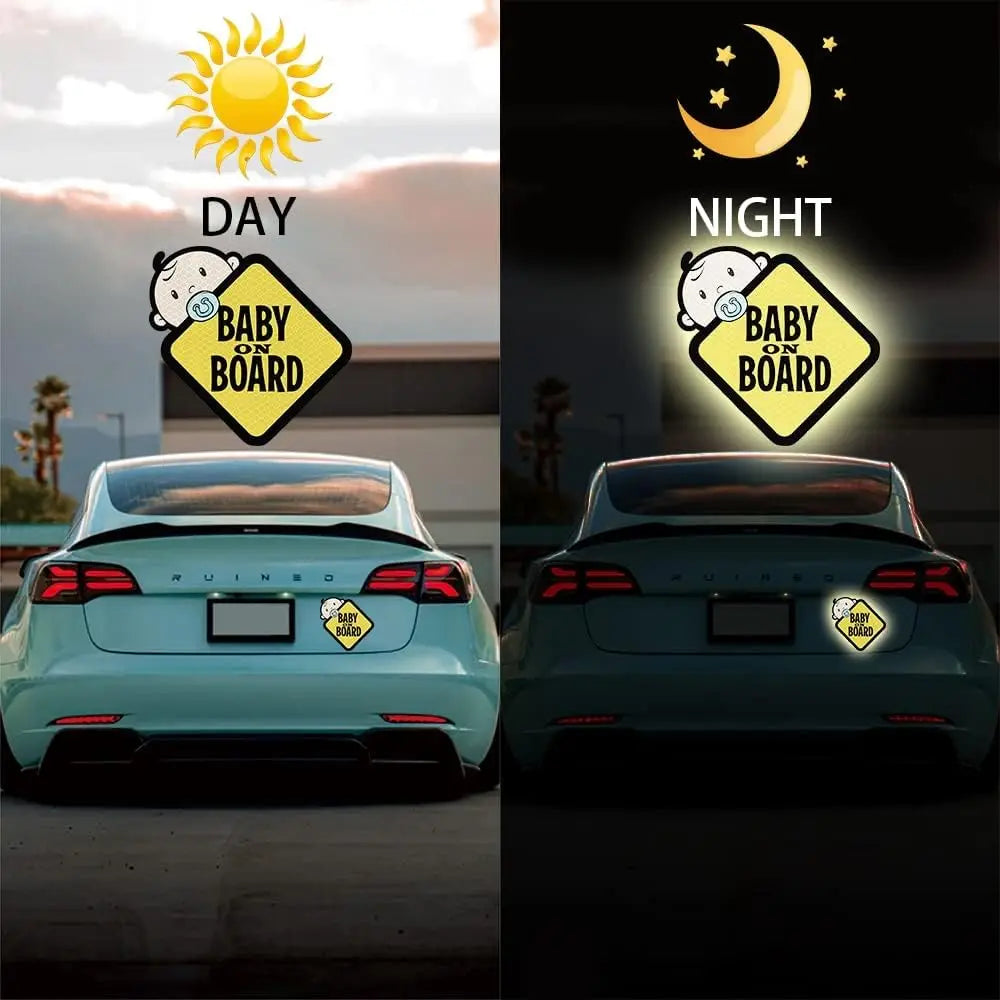 Baby on Board Stickers Reflective Waterproof Sunscreen Baby Safety Warning Signs Decorative Accessories