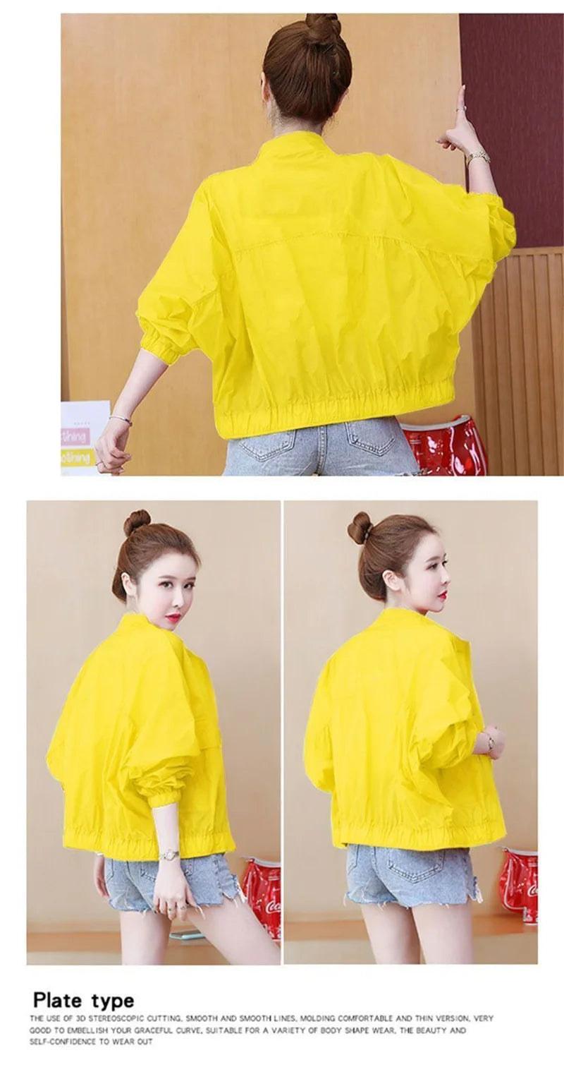 Women Sunscreen Clothing 2026 Summer Thin Short Jacket Korean Fashion Solid Versatile UV Resistant Jacket Female Tops Outerwear