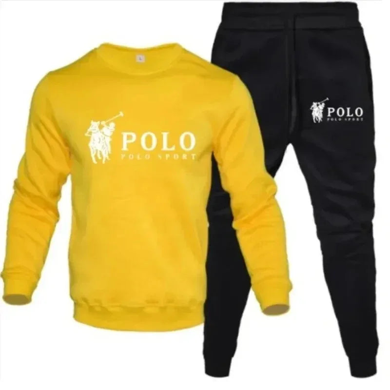 Men's autumn and winter sets of round-neck sweatshirts and jogging pants, autumn and winter fashion, outdoor fitness and casual