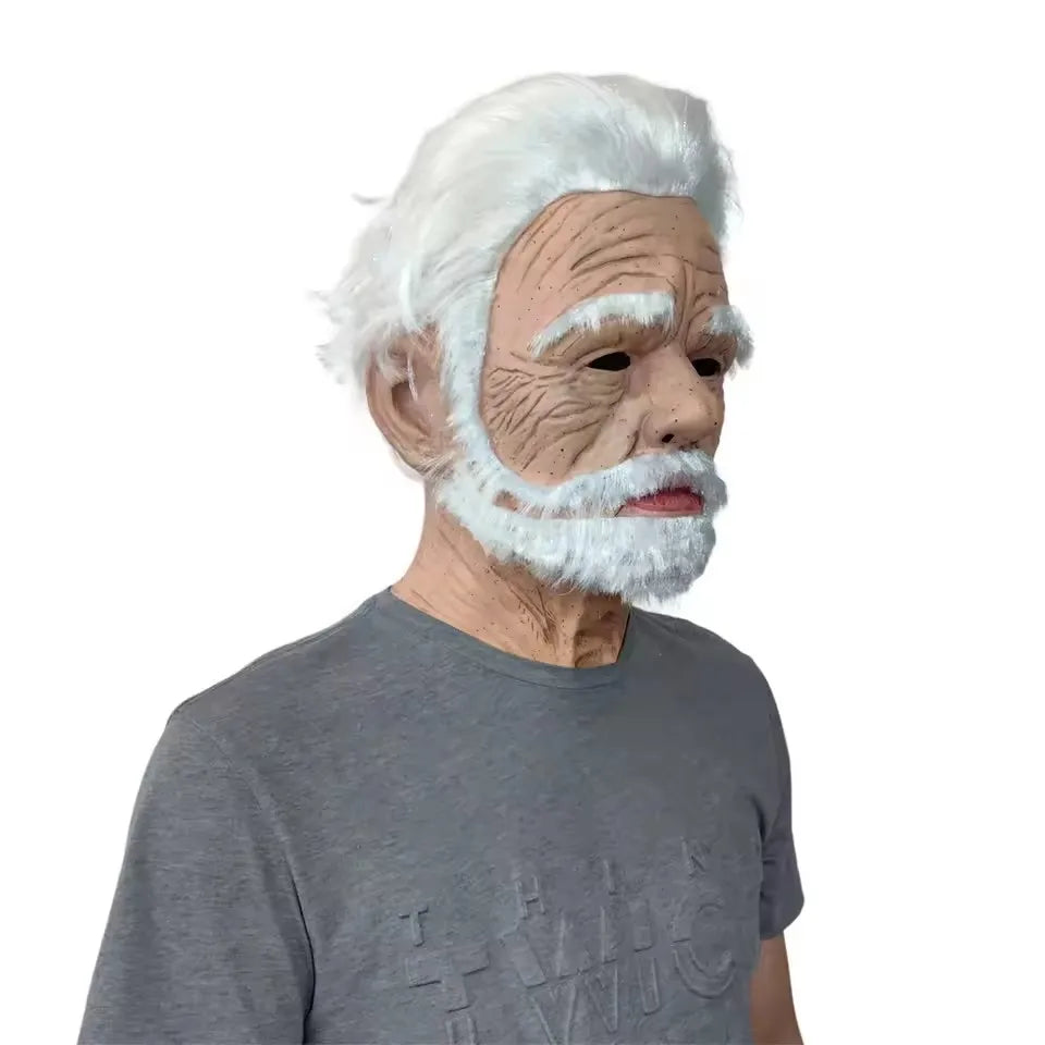 Halloween Old Man Mask Realistic Vicissitudes Simulation Full Face Mask Role Play School Party Gathering Game Head Cover