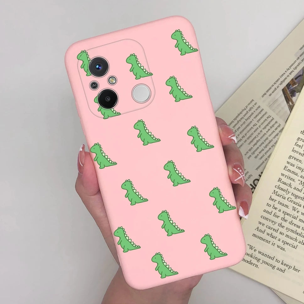 Phone Case For Redmi 12C 11A 4G Cartoon Dinosaur Soft Silicon TPU Matte Back Cover Coque For Redmi 12 C 11 A 4G Funda Capa Shell