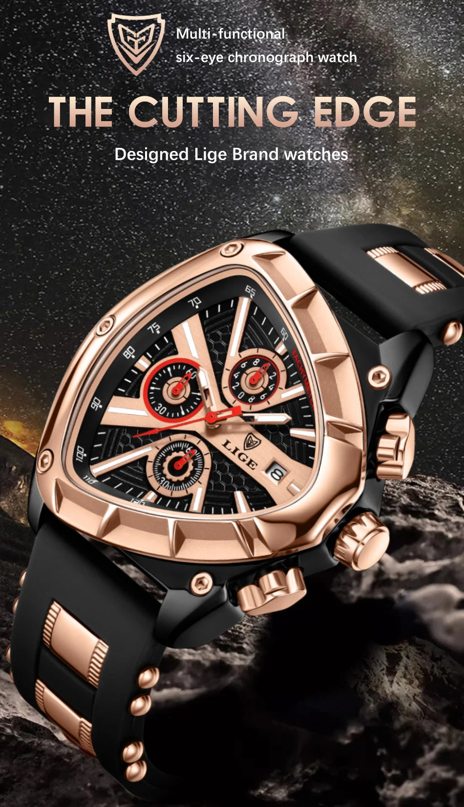 LIGE Watch for Men Chronograph Casual Fashion Sport Military Silicagel Wristwatches Man Watch Waterproof Date Clock Reloj Hombre