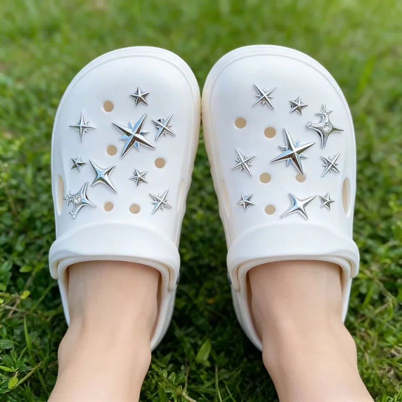 18 Silver Star Shoe Accessories DIY Kit Fun Multi-Functional Fashion Decorations for Personalized Footwear
