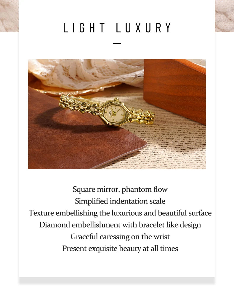 UTHAI CQ375 Fashionable Women watch retro bracelet watch octagonal quartz watch light luxury clock gift，watches for woman