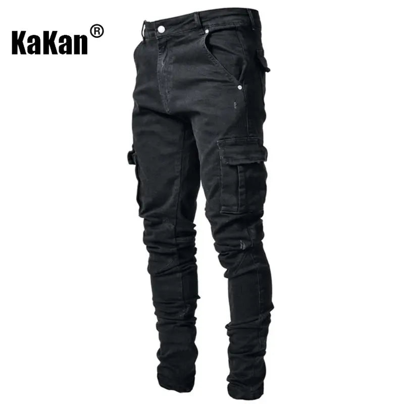 Kakan - High-end Slim Elastic Multi-pocket Leg Jeans, New Skinny Jeans K016-MGD8 In Europe and America