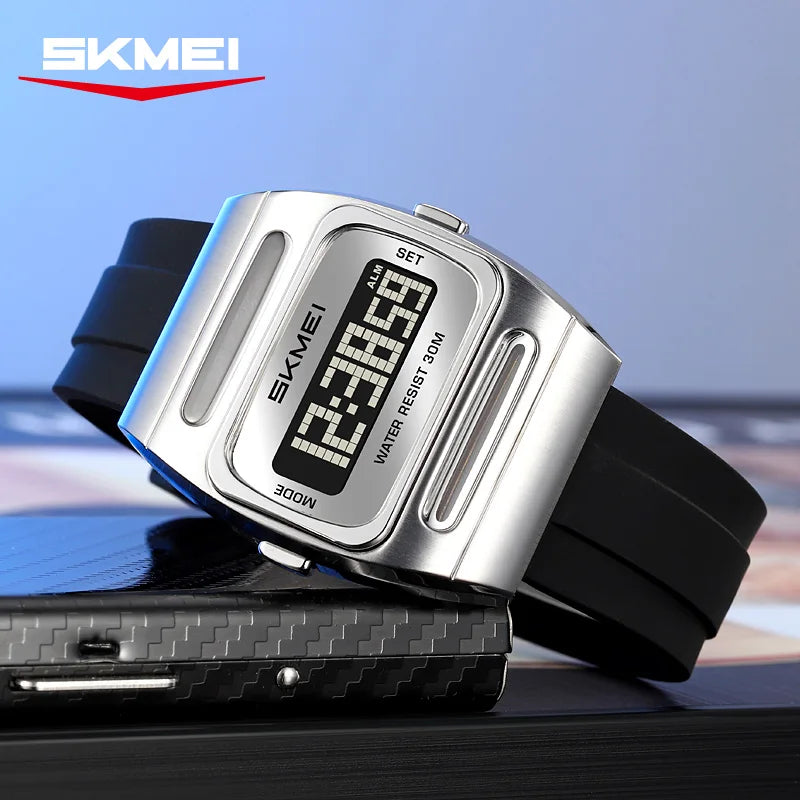 SKMEI 2563 New Solar Men's Digital Watch Silicone Strap Waterproof Multi functional Electronic Watch Alarm Clock reloj hombre