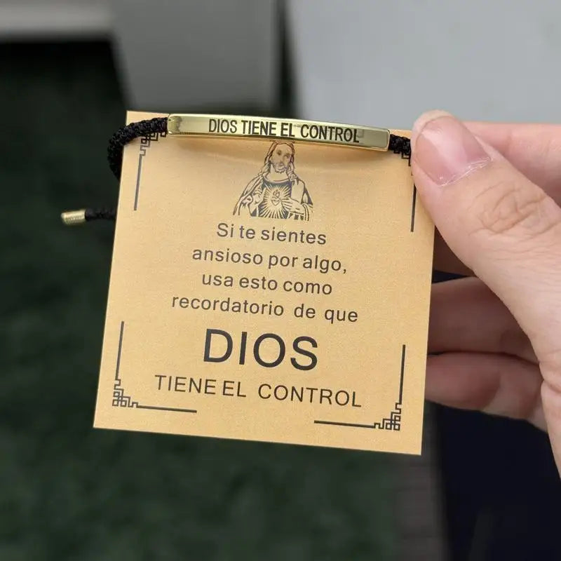 Inspire Stainless Steel Bracelets “God Is in Control”, Dios Tiene El Control Pulsera, Christian Faith Bracelet with Gift Box