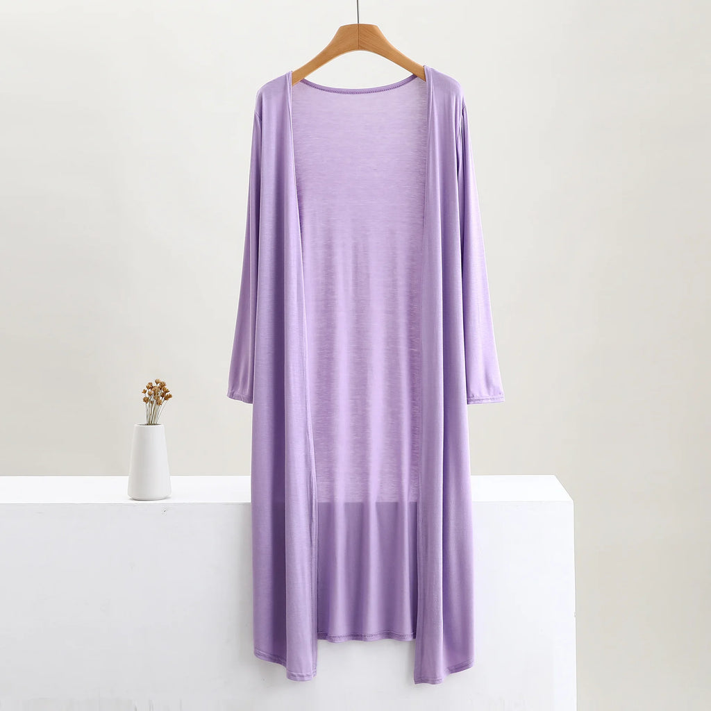 Women's Clothing Autumn Summer Cardigan Extended Modal Shawl Sunscreen Coat Air Conditioning Shirt Long Sleeve Thin Coat Sweater