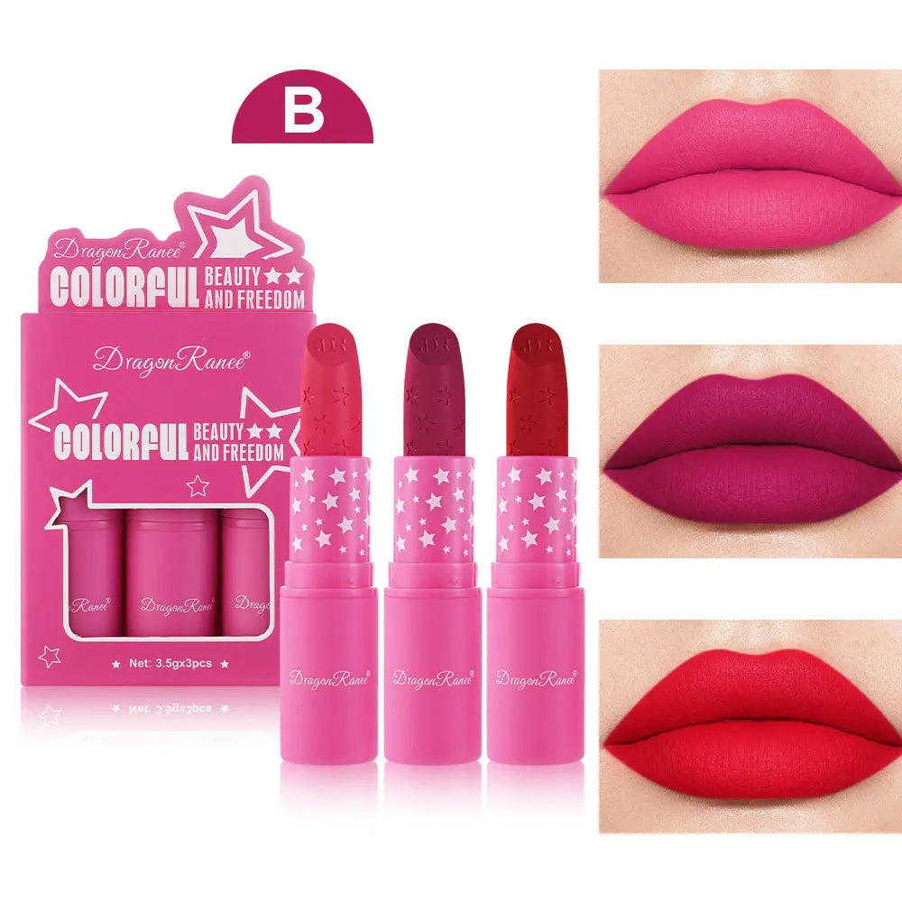 3Pcs Korean Matte Lipstick Set Waterproof Long Lasting High Pigmented Lip Gloss Makeup For Women Beauty Cosmetic
