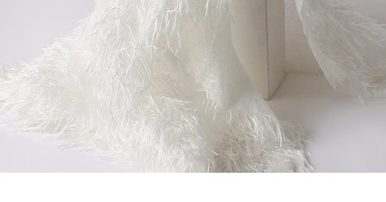 Feather Fringe Jacquard Fabric for Fashion Designers Handmade Diy Accessories By The Yard