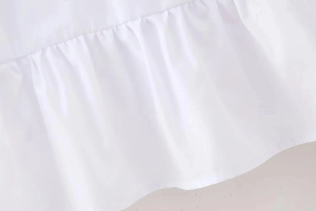 HH Women Causal O Neck Short Puff Sleeve Shirt Sweet White Bow Lace Up Tops 2024 New Fashion Chic Female Streetwear Blouse