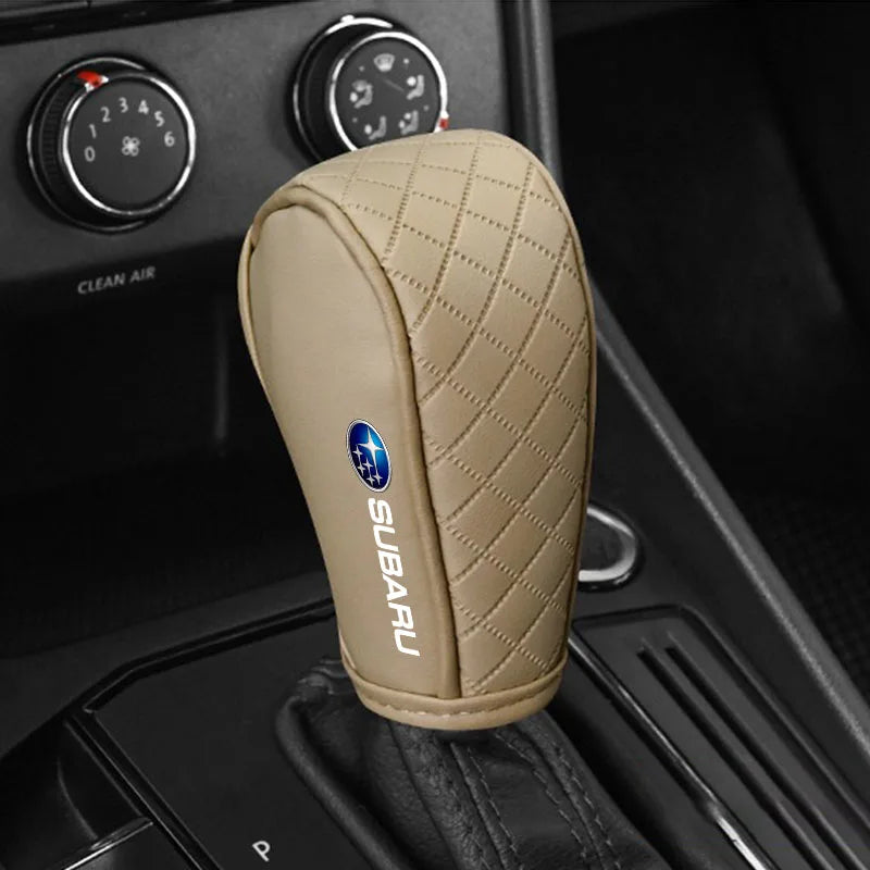 Car Shift Handle Cover Leather Shift Knob Decor Protective For Subaru Impreza Forester Outback Legacy Crosstrek XV Leone WRX BRZ