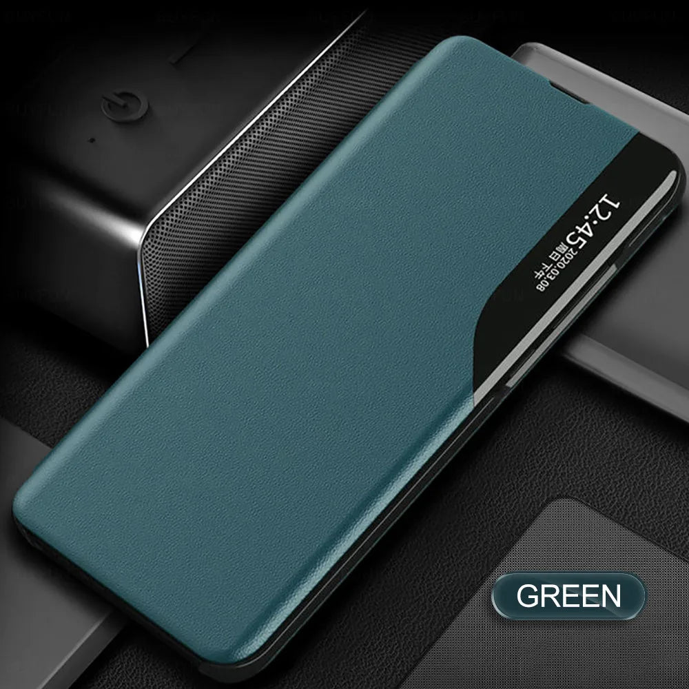 Window Magnetic Flip Phone Case For Samsung Galaxy S25 S24 S23 FE Ultra Plus + Book Leather Cover Holder Anti-fall Funda Coque