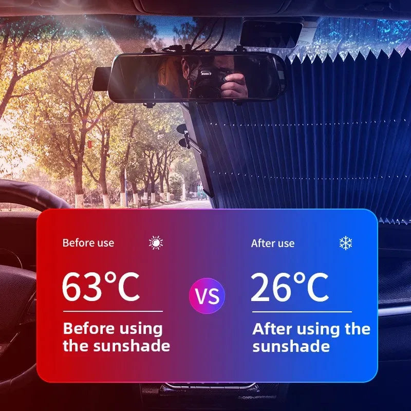 Car Sunscreen Front Block Automatic Folding Insulation Blinds