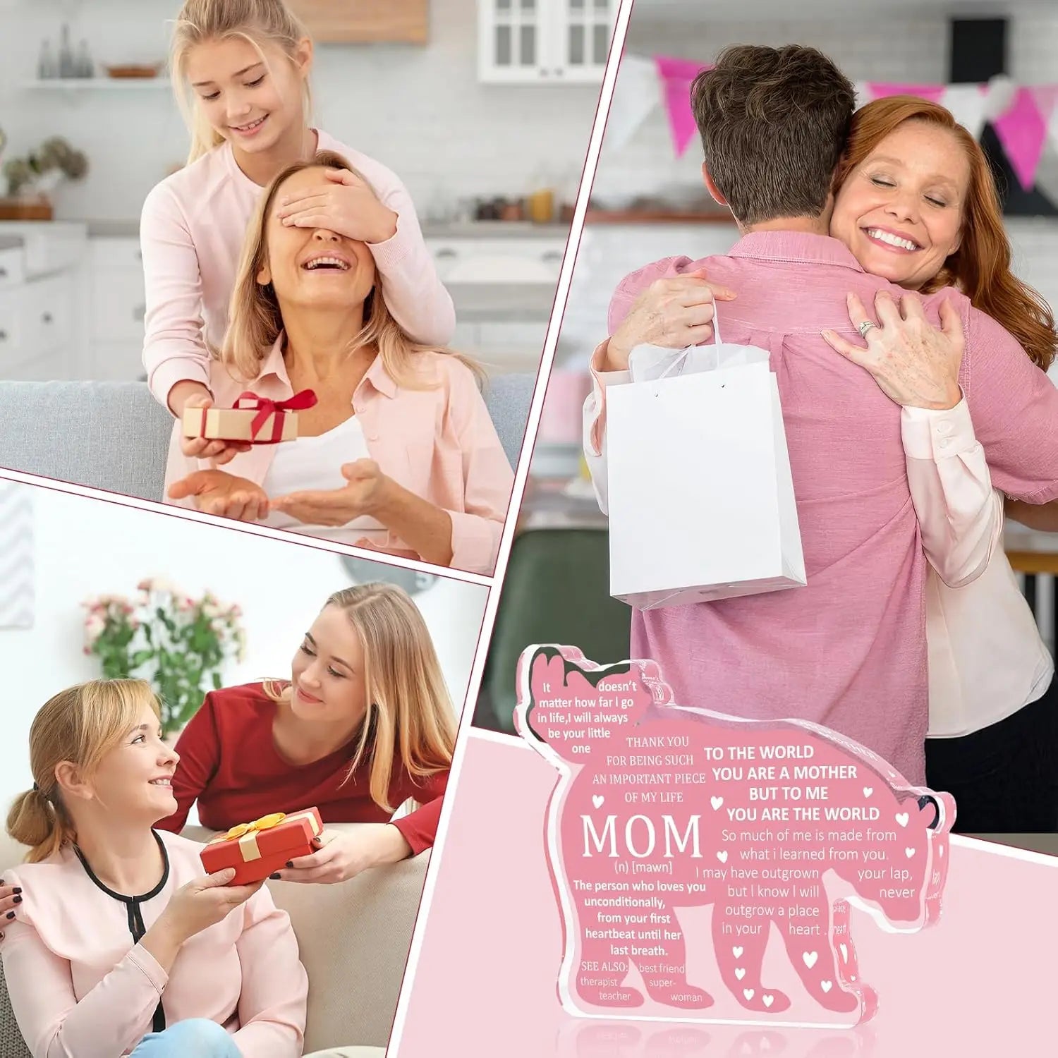 Gifts for Mom - Mothers Day Gift for Mom from Daughter,Son Mother Christmas Birthday Present Mama Bear Plaque Desk