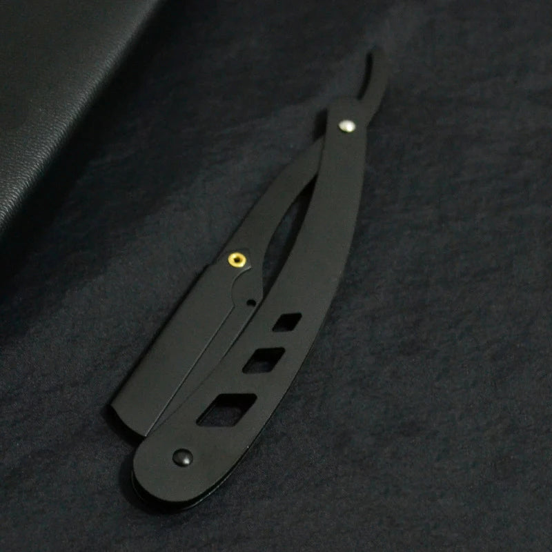 Men Shaving Barber Tools Hair Razor and Blades Antique Black Folding Shaving Knife Unisex Hair Removal (Without Blade)