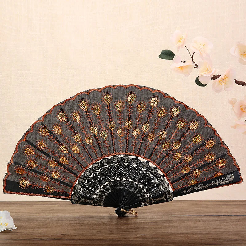 Party Glow Light Up Flower Peacock Hand Fan Dance Show Church Birthday Gift  Bar Props Wedding Festival Halloween Christmas