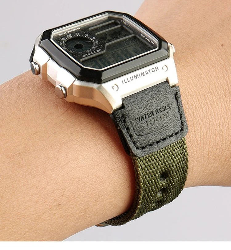 Nylon Watch Strap For Casio 3299 Series AE1200 AE-1200 1300 W-216H F91W A159 A169 A158 SGW-300/400 Canvas Sports Watchband 18mm