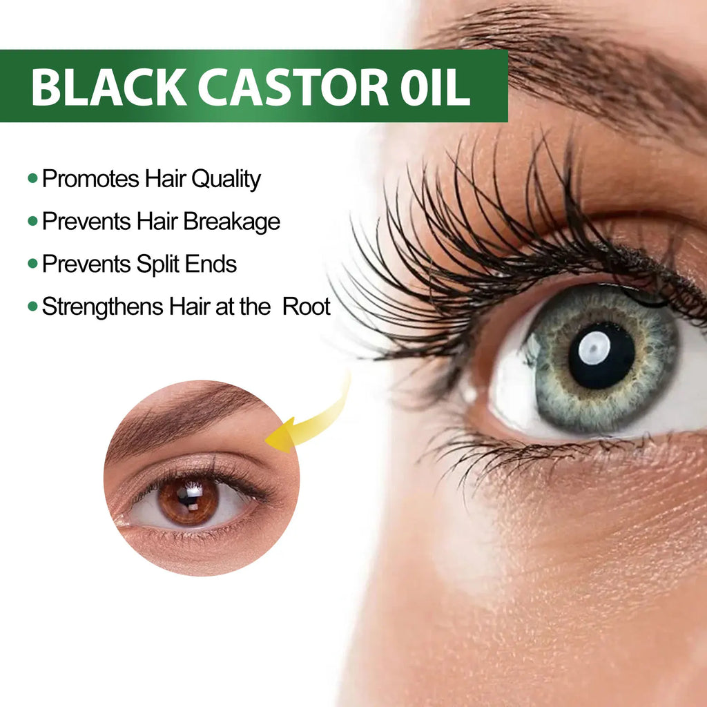 OUHOE Black Castor Oil 100% Organic Moisturize Hair Growth Serum Prevent Hair Loss Soft Bright Dense Hair Care Essential Oil