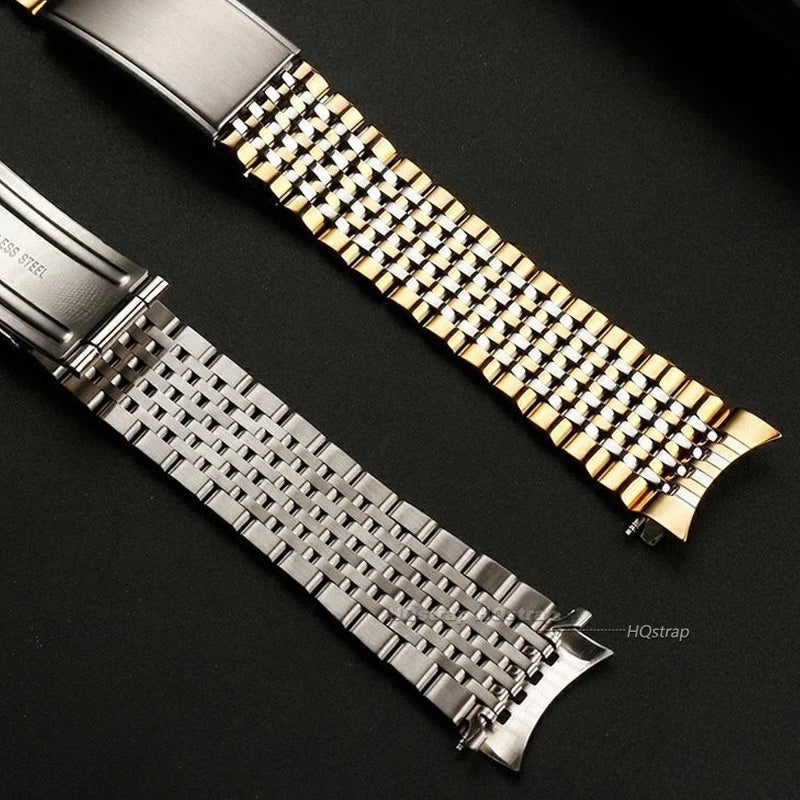 Curved End Stainless Steel Bracelet for Omega Replacement Wristband for Seamaster 18mm 19mm 20mm Men Women Watch Strap Accessory