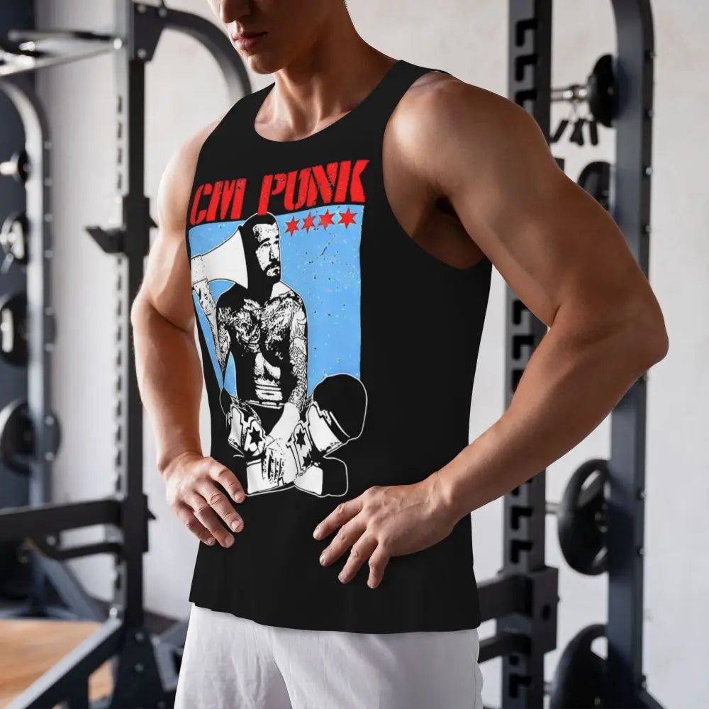 Graphic Wrestling CM Punk Best In The World Workout Tank Tops Sleeveless Shirt Bodybuilding Fitness Gym Compression Vest